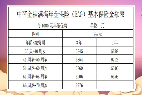 中荷金福满满年金保险