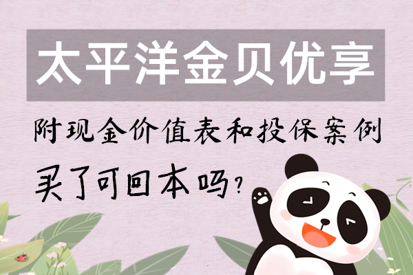 太平洋金贝优享买了可以回本吗？现金价值表，投保案例