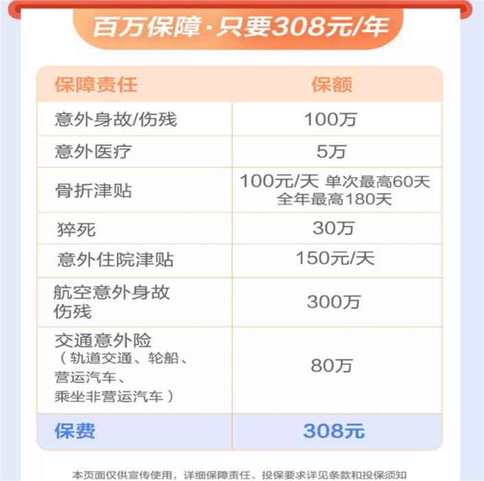 一年仅需308元大家保险成人意外险百万计划怎么样值得买吗