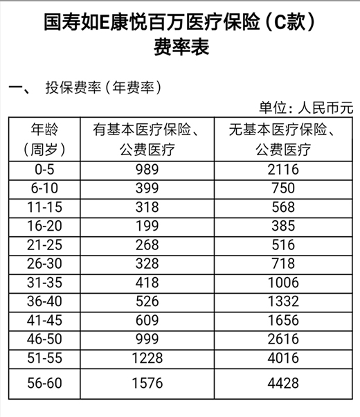 中国人寿百万医疗险价格表2半岛体育022中国人寿百万医疗险一年多少钱(图3)