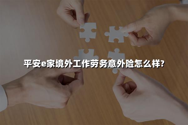 平安e家境外工作劳务意外险怎么样?多少钱?最高100万保额!