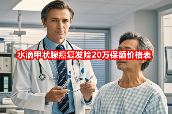 水滴甲状腺癌复发险20万保额价格表，附产品保障特色+案例分析