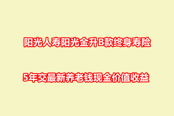 阳光人寿阳光金升B款终身寿险产品介绍，5年交最新养老钱现金价值收益