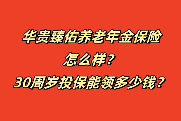 华贵臻佑养老年金保险怎么样？30周岁投保能领多少钱？