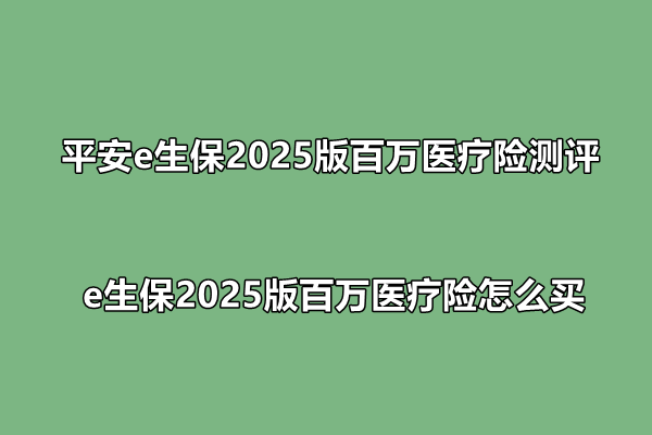 平安e生保2025版百万医疗险测评，e生保2025版百万医疗险怎么买