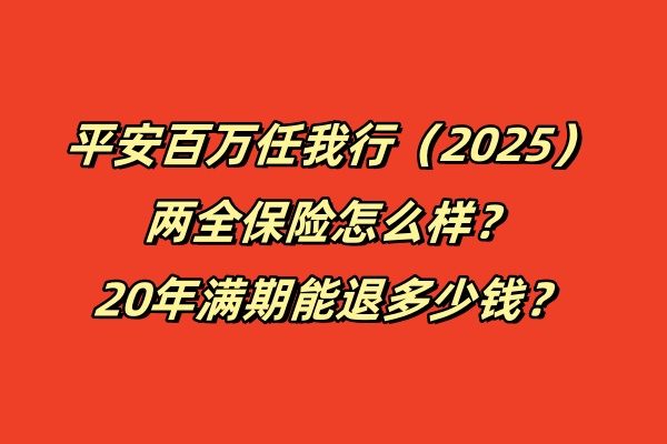 平安百万任我行（2025）两全保险怎么样？20年满期能退多少钱？条款！