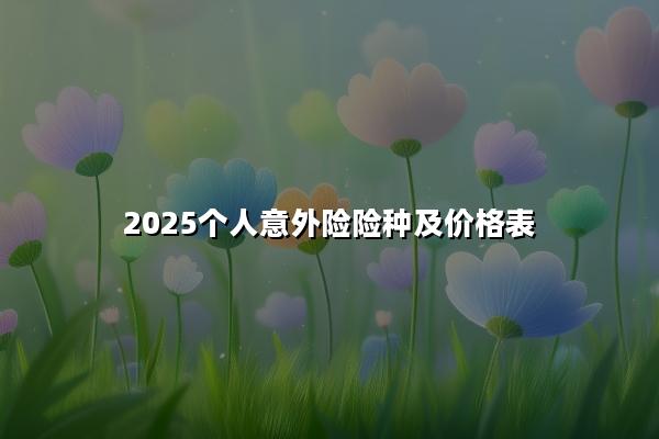 2025个人意外险险种及价格表，个人意外险怎么买?